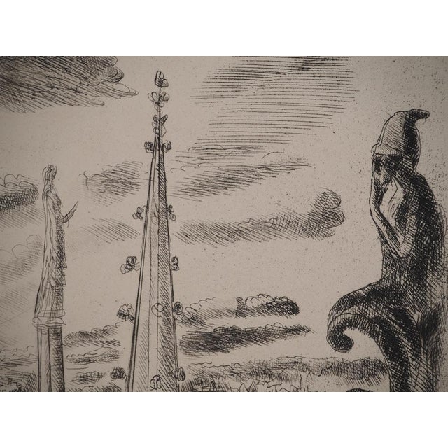 Modern Hermine David, On the Roof of Notre Dame, Original Engraving For Sale - Image 3 of 6