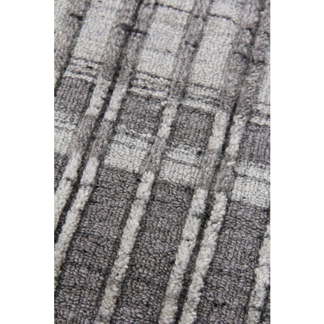 Contemporary Exquisite Rugs Caudry Hand Loom Wool Dark Gray - 9'x12' For Sale - Image 3 of 8