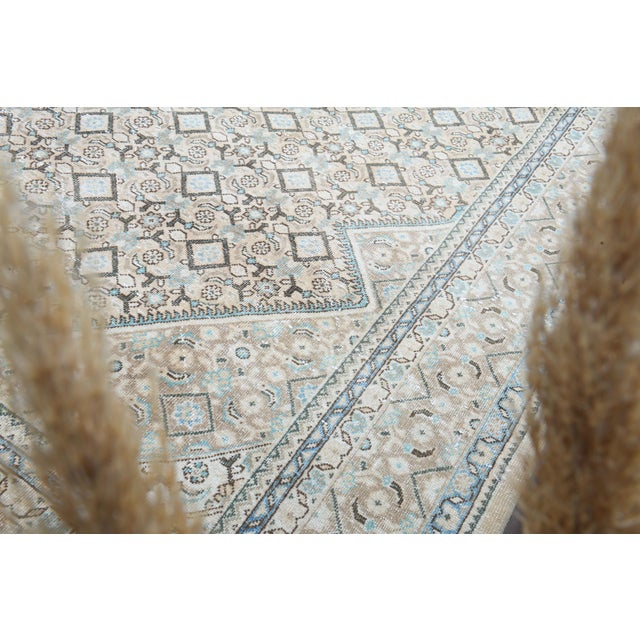 1970s Vintage Persian Handmade Wool Cotton Beige Area Rug For Sale - Image 11 of 11