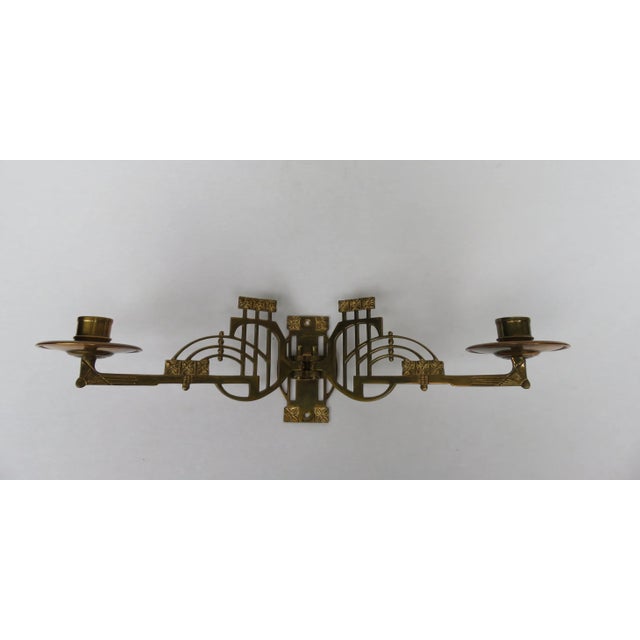 Metal Art Nouveau Brass Piano Candleholders, Set of 2 For Sale - Image 7 of 16