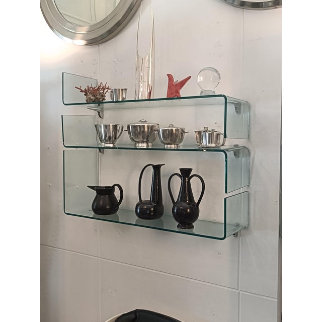 Glass Babila Shelves by Luca Casini for Fiam, Italy, 1990s, Set of 3 For Sale - Image 10 of 12