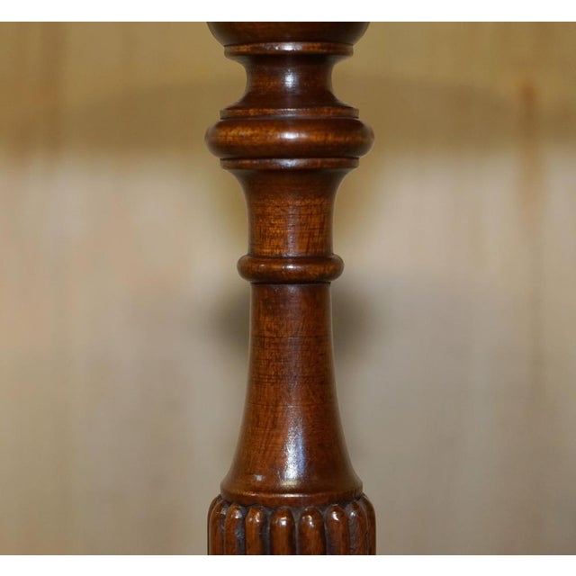 1930s Vintage Hardwood Heritage Green Leather Wine Table, 1930s For Sale - Image 5 of 16