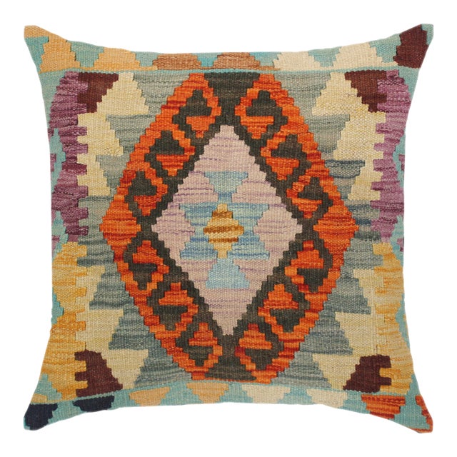 Rustic Turkish Heath Hand Woven Kilim Throw Pillow For Sale