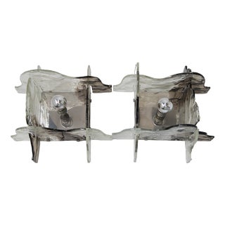 Italian Murano Glass Wall Lamps by Carlo Nason for Mazzega, 1970s, Set of 2 For Sale