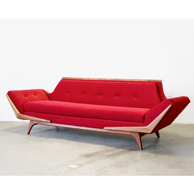 Wood Rowe Furniture Walnut Gondola Couch / Sofa in the Style of Adrian Pearsall For Sale - Image 7 of 11