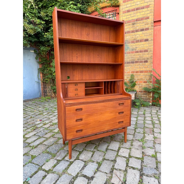 Teak Bookshelf with Secretary Desk by Johannes Sorth for Nexø For Sale - Image 10 of 11