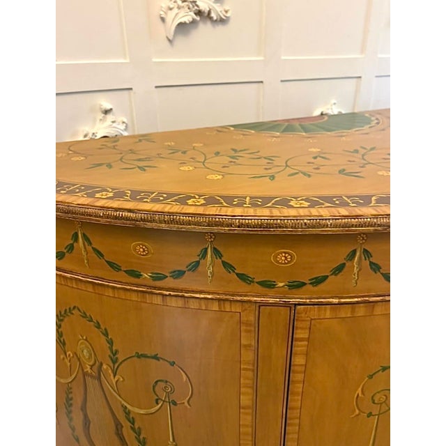 Large Antique Georgian Sheraton Satinwood Hand Painted Cabinet Sideboard, 1800 For Sale - Image 13 of 18