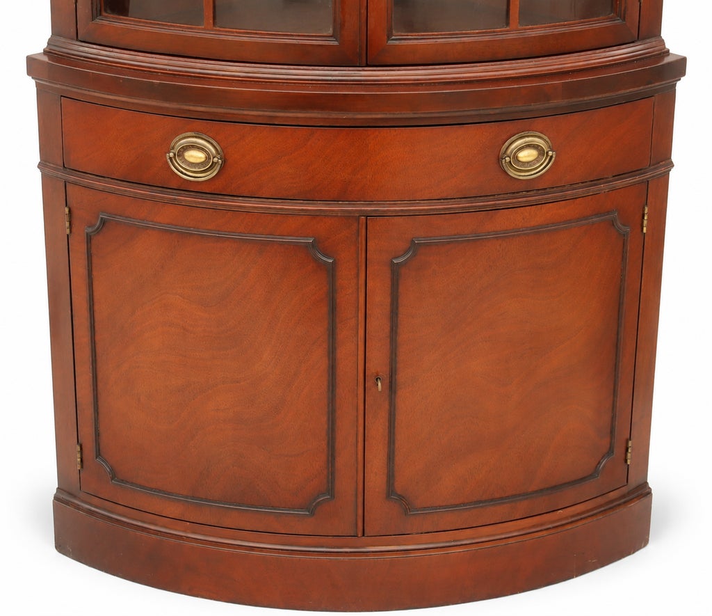 1950s Vintage Drexel New Travis Court Bow-Front Corner China Cabinet — view 5