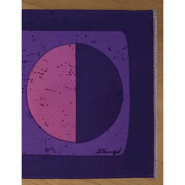 Mid-century screen-printed wall hanging. Signed by the german artist Traute Sänger Unused, very rare find in this...