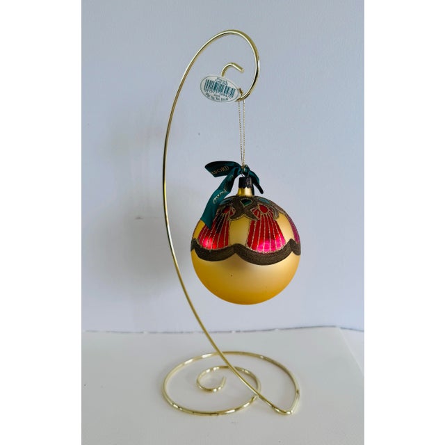 Waterford Waterford 1997 Nostalgic Collection Peacock Gold Ball Ornament W/ Box For Sale - Image 4 of 7