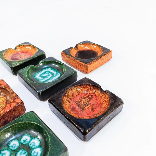 Mid-Century Modern German Ceramic Ashtray Set in the style of Scheurich, 1960s, Set of 6 For Sale - Image 3 of 10