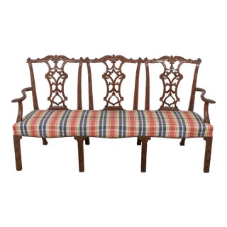 English Antique Fine Quality Chippendale Triple Settee For Sale