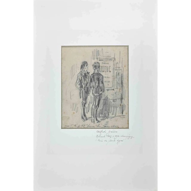 Men In The Outdoor is an original drawing in Pencil realized by Alfred Grévin in the Late-19 Century. Applied on a...