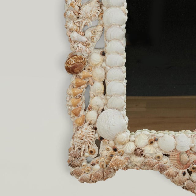 1990s Large Shell Encrusted Grotto Style Wall Mirror For Sale - Image 5 of 8