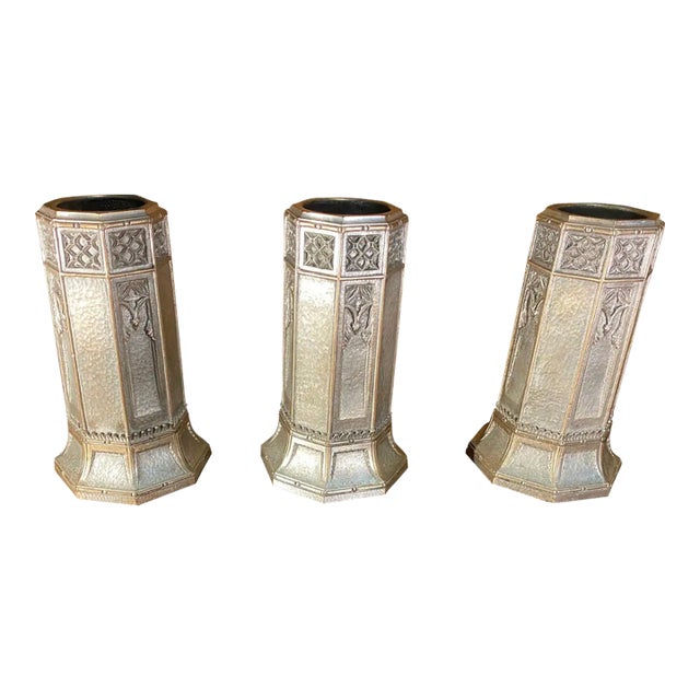 Set of 3 Silvered Bronze Bud Vases From the Late 19th-Early 20th Century For Sale