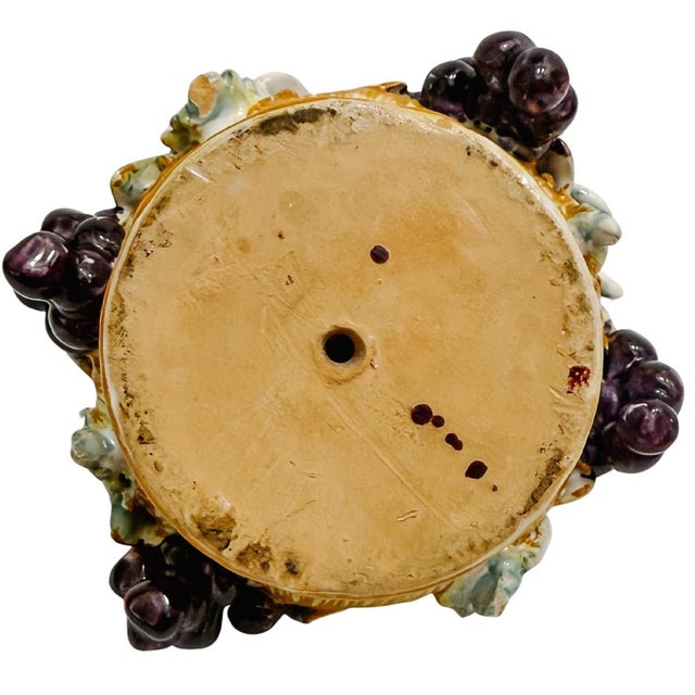 Antique Hand-Painted French Barbotine Fruit & Floral Centerpiece For Sale In San Diego - Image 6 of 7