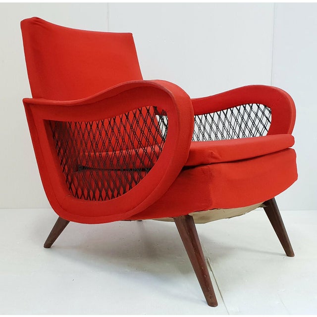 Vintage Rockabilly Chair in Beech and Red Jersey Wool by Marco Zanuso, 1950s For Sale - Image 13 of 13