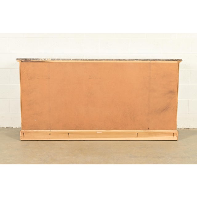 Thomasville French Louis Philippe Carved Mahogany Marble Top Triple Dresser or Credenza For Sale - Image 13 of 14