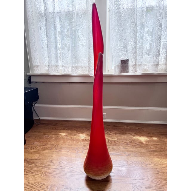 Monumental Le Smith Bittersweet Ribbed Hobnail Viking Swung Vase 46" For Sale In New York - Image 6 of 8
