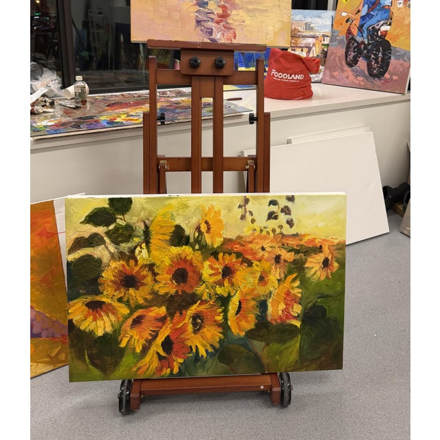 I painted Yellow Dialogue to capture the lively energy and bright conversation found in a field of sunflowers. I used very...