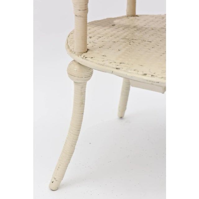 Victorian Round Wicker Two Tier Side Table by Heywood-Wakefield Co. For Sale In Miami - Image 6 of 11