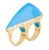Metal Miriam Salat Double Art Deco Blue Resin Ocean Ring 18K Sterling Silver & Topaz For Sale - Image 7 of 18