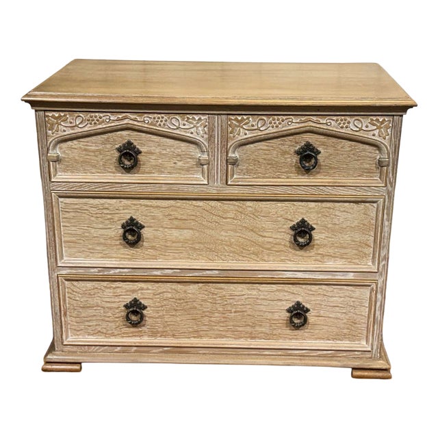 English Chest of Drawers in Limed Oak, 1950s For Sale