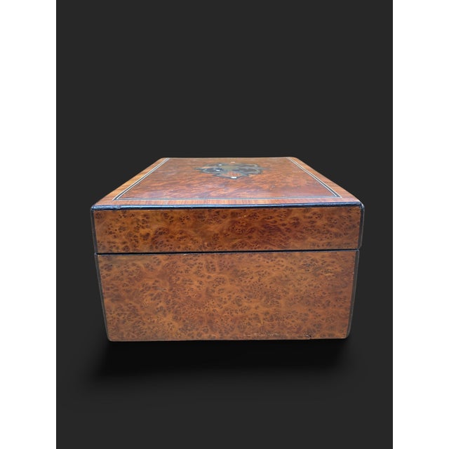 Napoleon III Elm Burl and Marquetry Box For Sale - Image 15 of 18