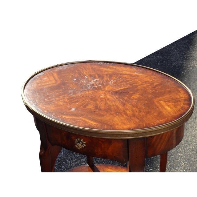 Vintage French Style Theodore Alexander Side Table W Burl Wood & Brass Hardware For Sale - Image 9 of 14