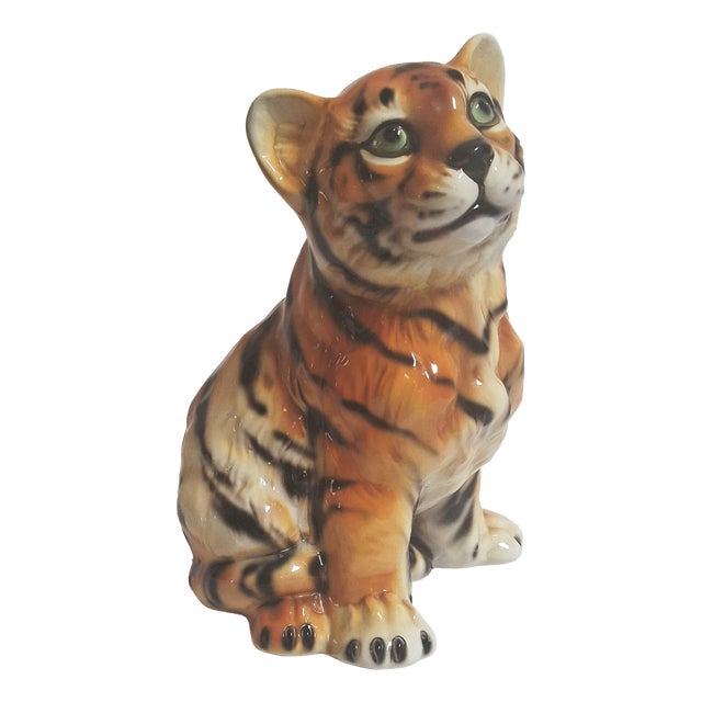 Italian Artist, Sculpture of a Tiger Cub, 1970s, Ceramic For Sale