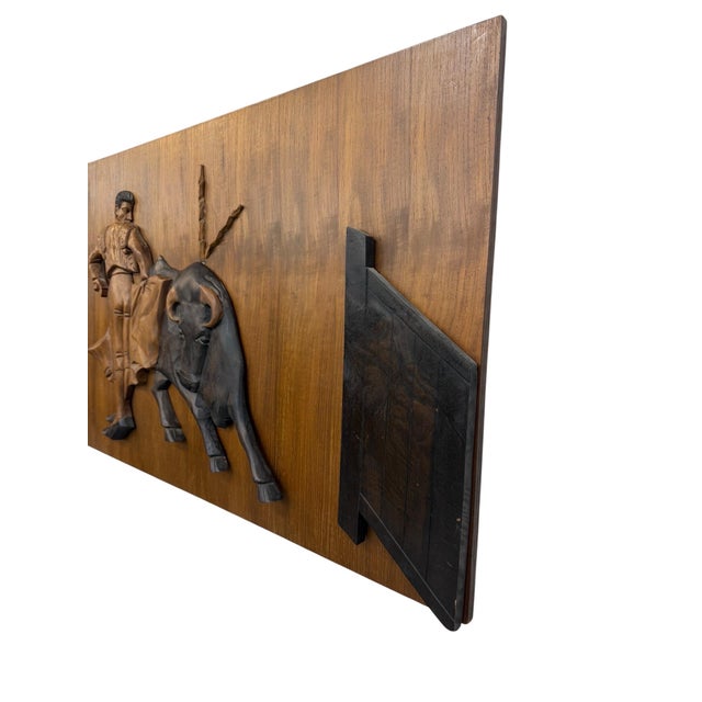 Mid-Century Modern Mid-Century Modern Carved Matador Wall Art For Sale - Image 3 of 5