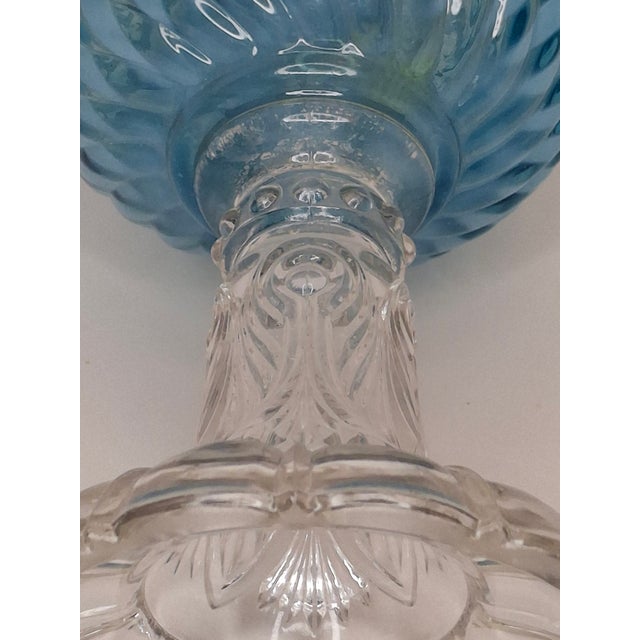 Late 19th Century Rare Thuro Collection Sheldon Swirl Opalescent Kerosene Oil Lamp Blue Reverse For Sale - Image 10 of 18