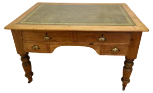 Pine Leather Top Partners Desk, 1860s