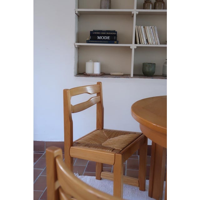 Rustic Elm and Rush Dining Chairs from Maison Regain, France, 1980s, Set of 6 For Sale - Image 3 of 13