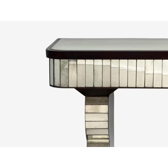 Silver Serge Roche Style, Distressed Glass, Painted Wood, Mirrored Console Tables For Sale - Image 8 of 13