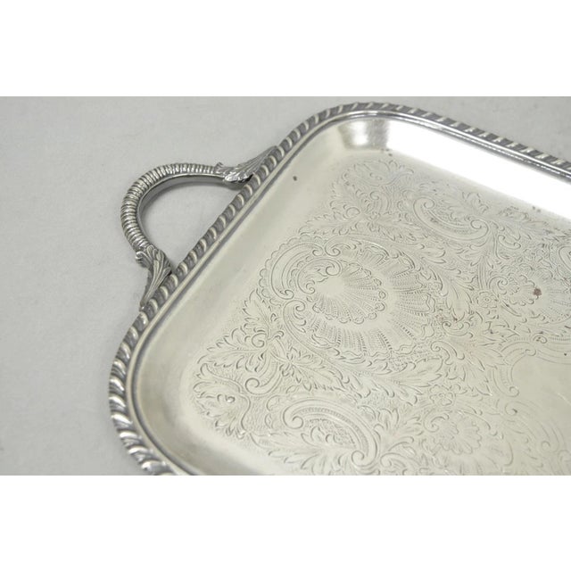 Metal Vintage Black Starr & Gorham Silver Plated Narrow Serving Platter Bar Tray For Sale - Image 7 of 17
