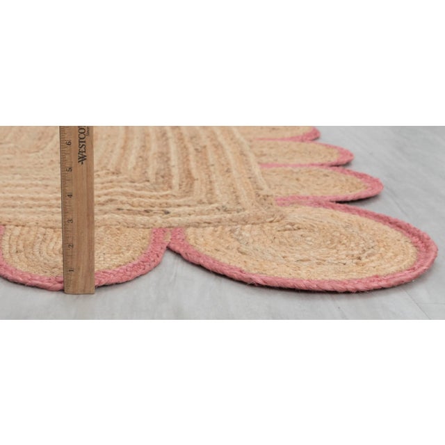 Pink Pink Scallop Edge Trim Jute Rug 3x5 Ft. For Sale - Image 8 of 12