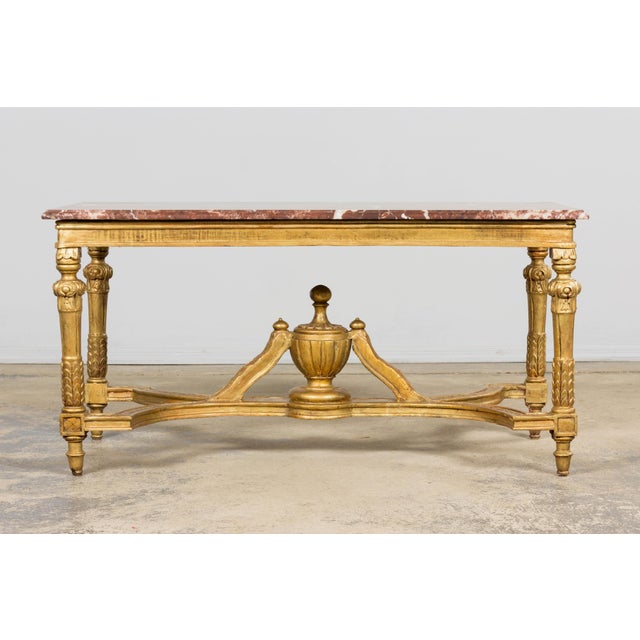 French Mid 19th Century French Napoleon III Giltwood Coffee Table With Rouge Marble Top, Provence For Sale - Image 3 of 18
