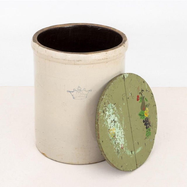 Cream Robinson Ransbottom Antique Stoneware Covered Crock For Sale - Image 8 of 9