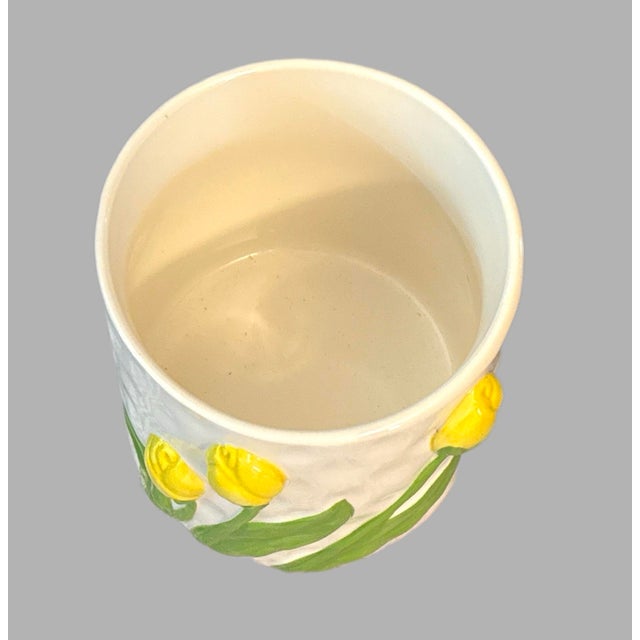 Ceramic Planter With Hand Painted Tulips For Sale - Image 4 of 10