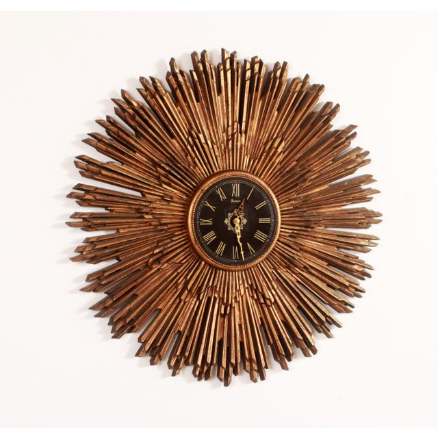 Mid Century Modern Gold Starburst Wall Clock Chairish
