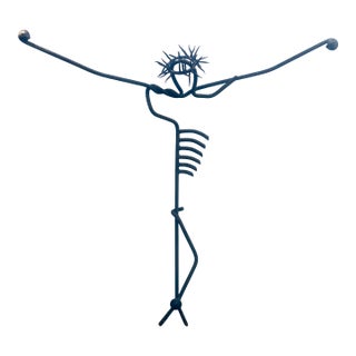 1950s Brutalist Style Metal Sculpture of Crucifixión Figure For Sale