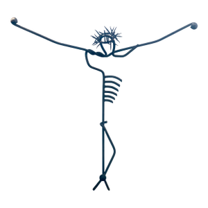 1950s Brutalist Style Metal Sculpture of Crucifixión Figure
