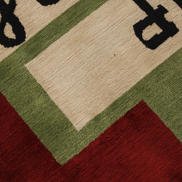 Green Hand-Knotted Wool and Silk Rug by David Delfín, Spain, 2005 For Sale - Image 6 of 10