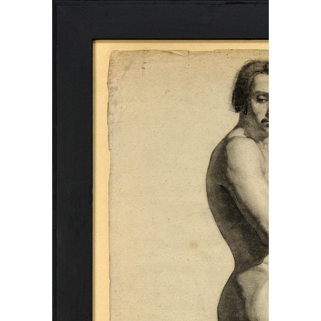 Henry Arthur Roberts, Life Study of a Standing Male Nude Carrying, 1800s, Charcoal and Pencil on Paper For Sale - Image 4 of 18