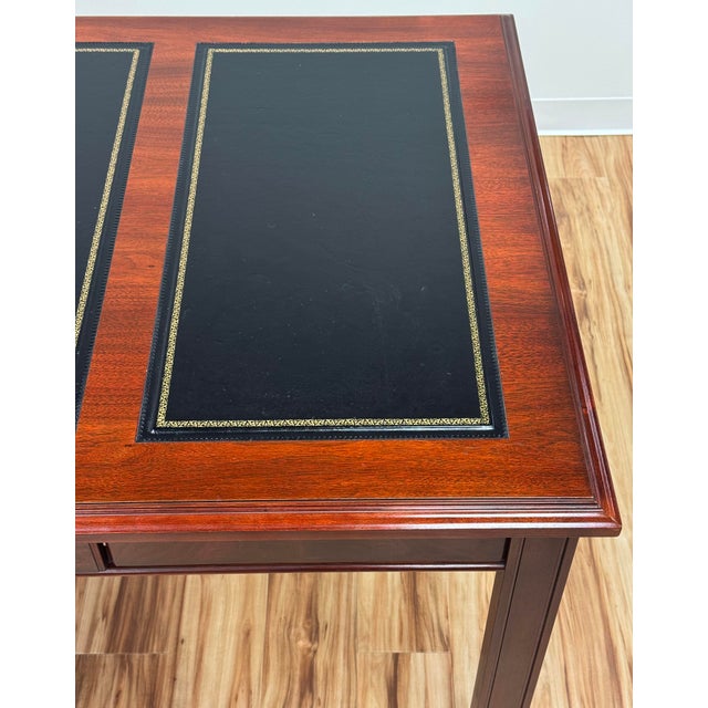 Vintage Kimball Leather Top Solid Wood Executive Desk For Sale - Image 11 of 18