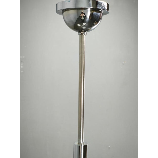 Metal Czech Bauhaus Chandelier with Opaline Glass Globes, 1940s For Sale - Image 7 of 17