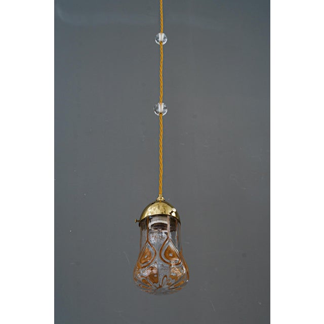Leopold Bauer Pendant with Loetz Glass Shade, 1920s For Sale - Image 3 of 18