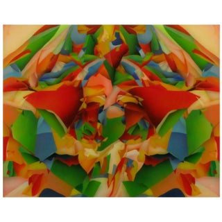 Large and Colorful Abstract Reverse Screen Print on Acrylic, Circa 1978 For Sale