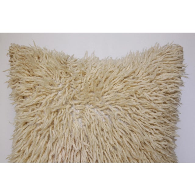 Boho Chic Naturel Sheep Wool Rug Pillow Cover For Sale - Image 3 of 13